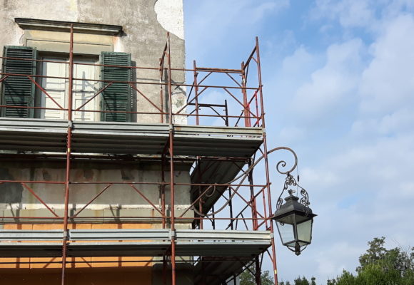 foto lavori di restauro e impalcature - Villa di Marlia
